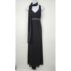 VTG 90s‎ Michelangelo Black Embellished Maxi Dress Size 10 Glam Formal Evening